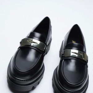 Zara Lug Sole Loafer Black